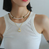 Green Stone Shaped Pearl Necklace - floysun