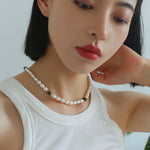 Green Stone Shaped Pearl Necklace - floysun