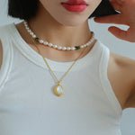 Green Stone Shaped Pearl Necklace - floysun