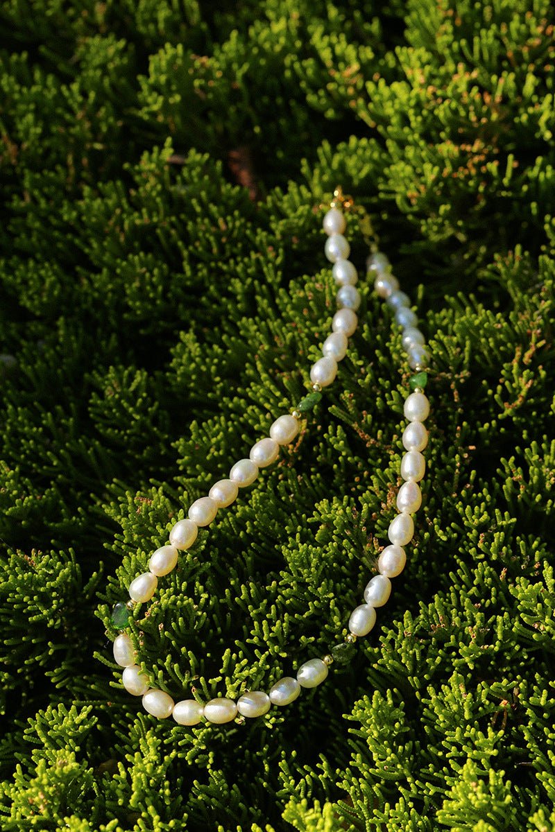 Green Stone Shaped Pearl Necklace - floysun