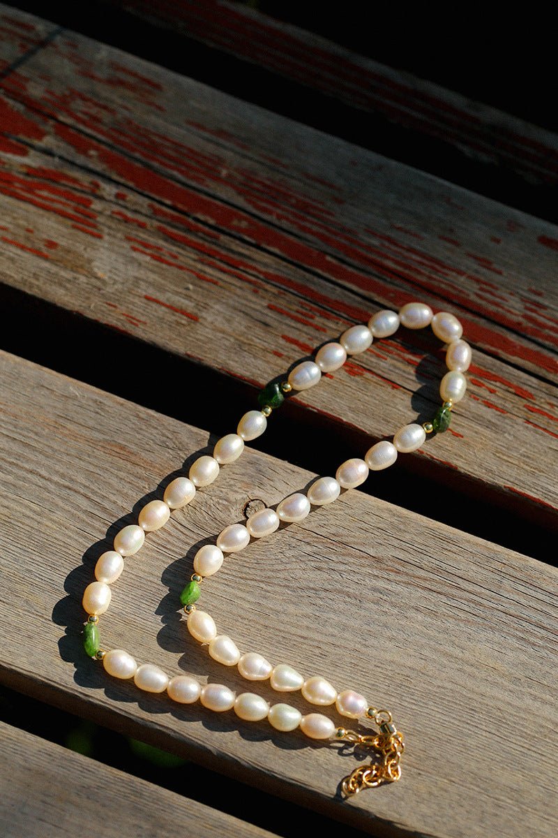 Green Stone Shaped Pearl Necklace - floysun