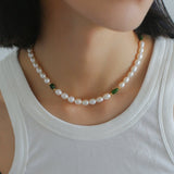 Green Stone Shaped Pearl Necklace - floysun