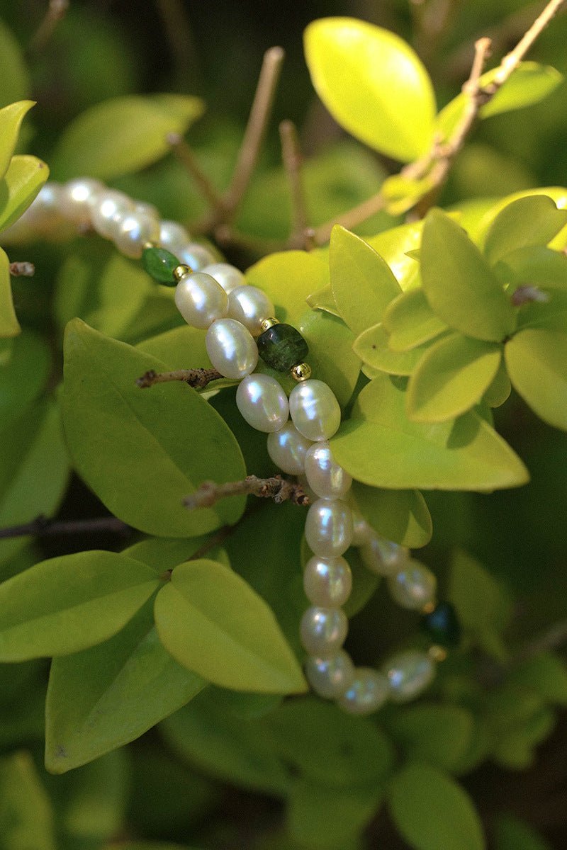 Green Stone Shaped Pearl Necklace - floysun