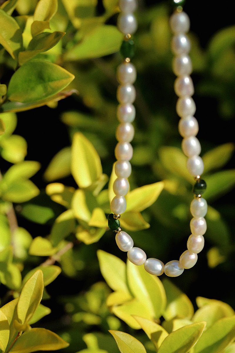 Green Stone Shaped Pearl Necklace - floysun