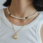 Green Stone Shaped Pearl Necklace - floysun