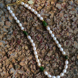 Green Stone Shaped Pearl Necklace - floysun