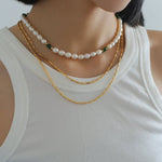 Green Stone Shaped Pearl Necklace - floysun