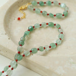 Green Strawberry Quartz and Red Onyx Beaded Bracelet - floysun