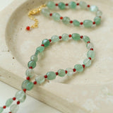 Green Strawberry Quartz and Red Onyx Beaded Bracelet - floysun