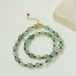 Green Strawberry Quartz and Red Onyx Beaded Necklace - floysun