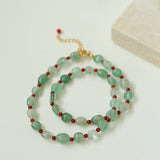 Green Strawberry Quartz and Red Onyx Beaded Necklace - floysun