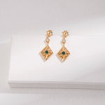 Green Zircon Rhombus Earrings - floysun