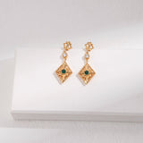 Green Zircon Rhombus Earrings - floysun