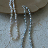 Grey Freshwater Pearl Silver Bean Necklace - Grey Pearl - floysun