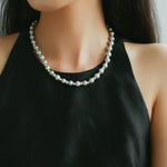 Grey Freshwater Pearl Silver Bean Necklace - Grey Pearl - floysun