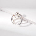 Grey Moonstone Double - layered Open Ring - floysun