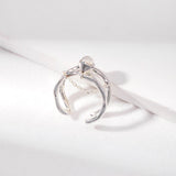 Grey Moonstone Double - layered Open Ring - floysun