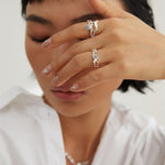 Grey Moonstone Double - layered Open Ring - floysun