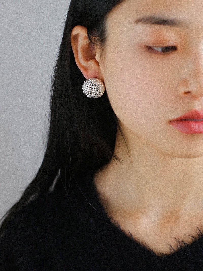 Grid Hollow Simple Gold Stud Earrings - floysun