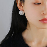 Grid Hollow Simple Gold Stud Earrings - floysun