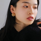 Grid Hollow Simple Gold Stud Earrings - floysun