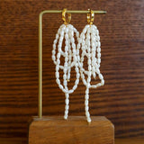 Hand - woven Rice Pearl Drop Earrings - floysun