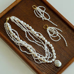 Hand - woven Rice Pearl Drop Earrings - floysun