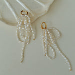 Hand - woven Rice Pearl Drop Earrings - floysun