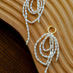 Hand - woven Rice Pearl Drop Earrings - floysun