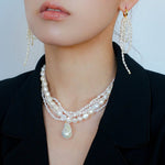 Hand - woven Rice Pearl Drop Earrings - floysun