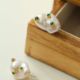 Handcrafted Baroque Pearls Earrings - Green - floysun