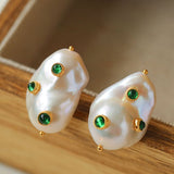 Handcrafted Baroque Pearls Earrings - Green - floysun