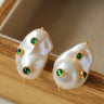 Handcrafted Baroque Pearls Earrings - Green - floysun