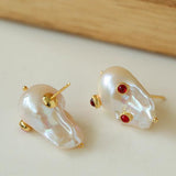 Handcrafted Baroque Pearls Earrings - Red - floysun