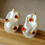 Handcrafted Baroque Pearls Earrings - Red - floysun