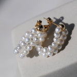 Handcrafted Double layer Pearl Hoop Earrings - floysun