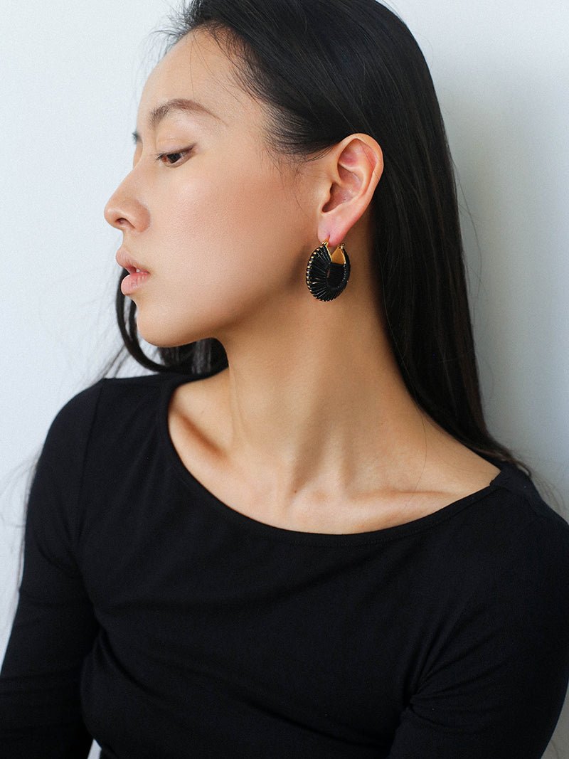 Handcrafted Twisted Leather Hoop Earrings - floysun