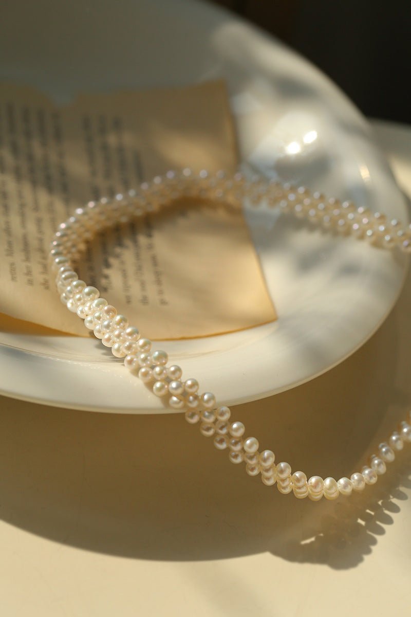 Handcrafted Woven Minimalist Lace Pearl Necklace - floysun