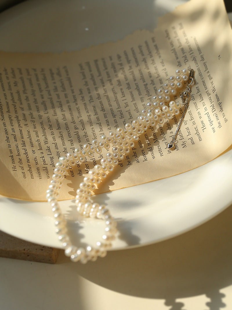 Handcrafted Woven Minimalist Lace Pearl Necklace - floysun