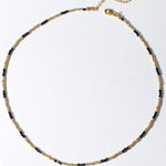 Handmade Black Spinel Golden Bean Mini Beaded Necklace - floysun