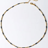 Handmade Black Spinel Golden Bean Mini Beaded Necklace - floysun