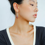 Handmade Gray Agate Red Agate Stone Ear Hook - floysun