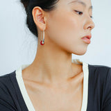 Handmade Gray Agate Red Agate Stone Ear Hook - floysun