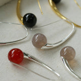 Handmade Gray Agate Red Agate Stone Ear Hook - floysun