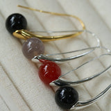 Handmade Gray Agate Red Agate Stone Ear Hook - floysun