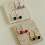 Handmade Gray Agate Red Agate Stone Ear Hook - floysun