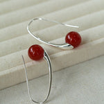 Handmade Gray Agate Red Agate Stone Ear Hook - floysun