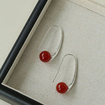 Handmade Gray Agate Red Agate Stone Ear Hook - floysun