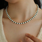 Handmade Green Natural Stone Beaded Pearl Necklace - floysun