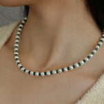 Handmade Green Natural Stone Beaded Pearl Necklace - floysun